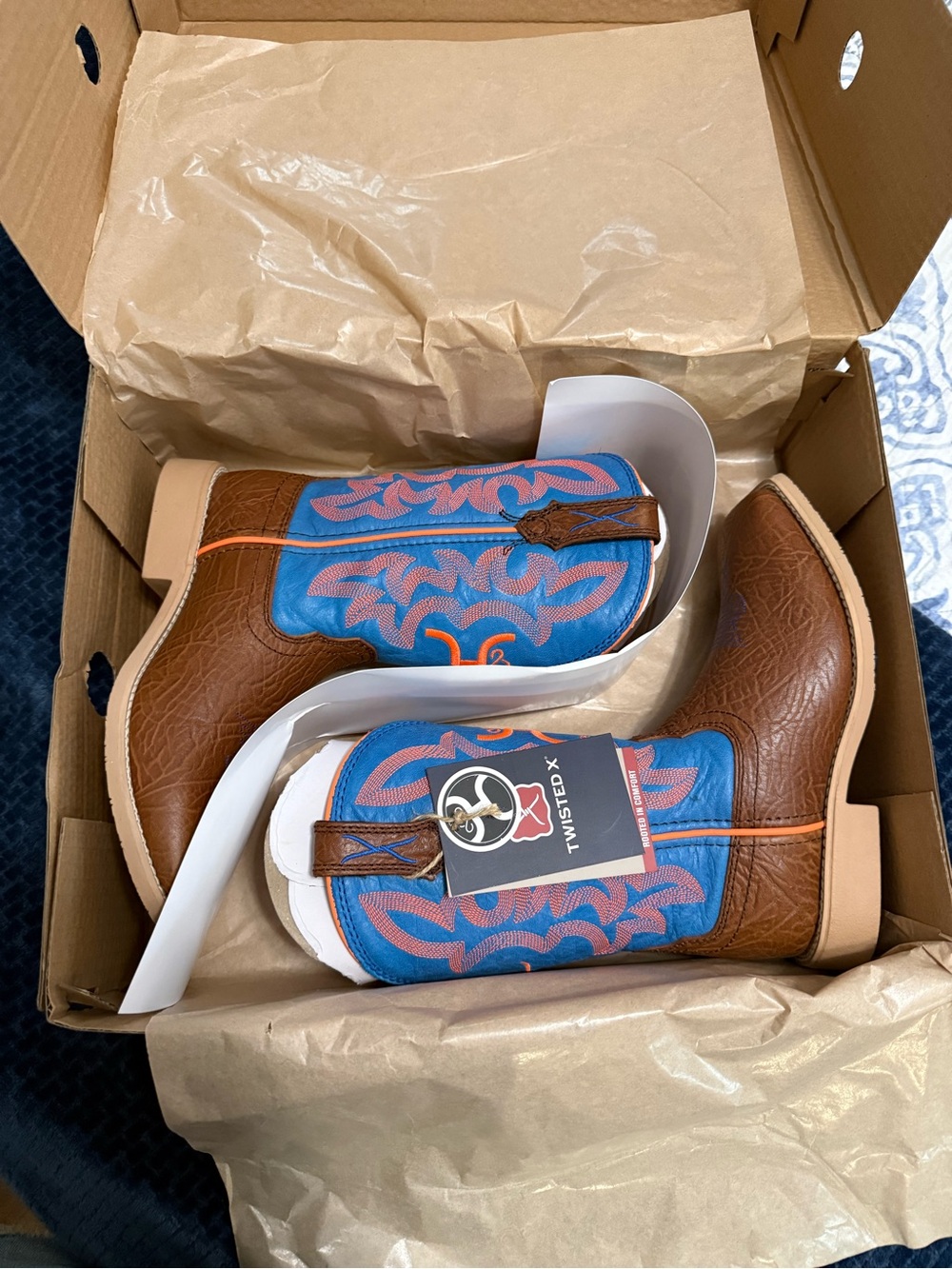 Twisted Brown & Red Kids' Western Boot Interior
